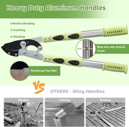 Extendable Loopers for Tree Trimming, 24-42'' Heavy Duty Thick Branches Cutter Lopping Shears with SK5 Steel Blade, Pruning Shear with 1.8” Cut Capacity, Loppers with Compound Action for Gardening