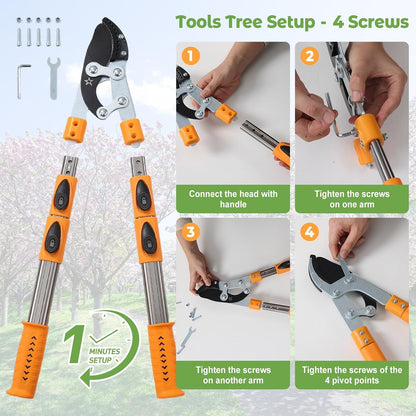 Extendable Loopers for Tree Trimming, 24-42'' Heavy Duty Thick Branches Cutter Lopping Shears with SK5 Steel Blade, Pruning Shear with 1.8” Cut Capacity, Loppers with Compound Action for Gardening