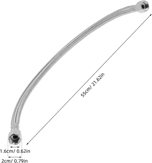 Air Compressor Leader Hose 21.65in Steel Braided Air Hose with One-Way Valve 0.78in Diameter Flexible Replacement for Pneumatic Tools and Compressor Accessories