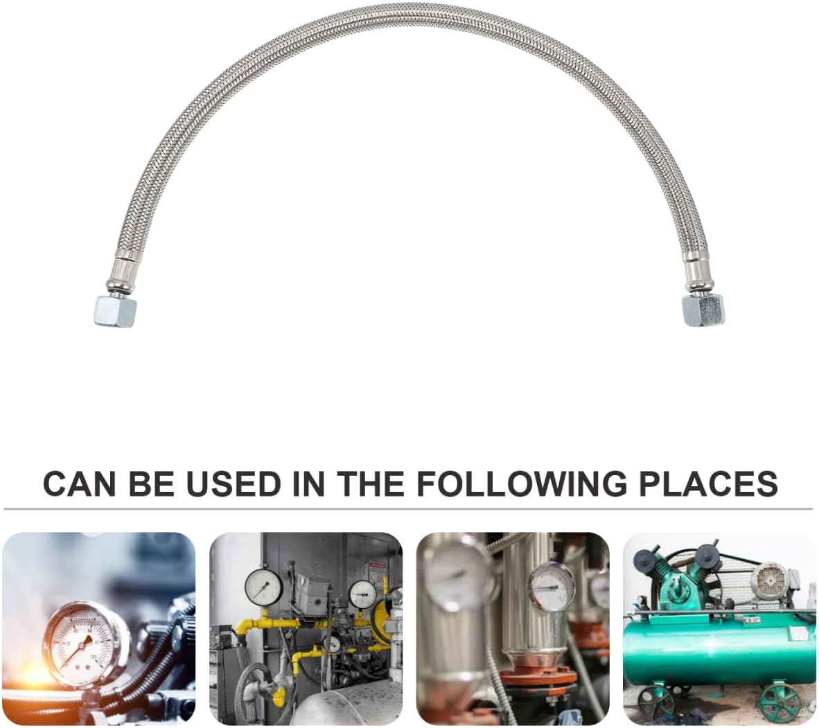 Air Compressor Leader Hose 21.65in Steel Braided Air Hose with One-Way Valve 0.78in Diameter Flexible Replacement for Pneumatic Tools and Compressor Accessories