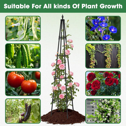 Obelisk Trellis for Climbing Plants, 6 FT Garden Trellises with 16mm Thickened Plastic-Coated Metal Pipes, Trellis for Climbing Potted Plant Vine Flower Rose Vegetable Tomato Cucumber Outdoor Indoor