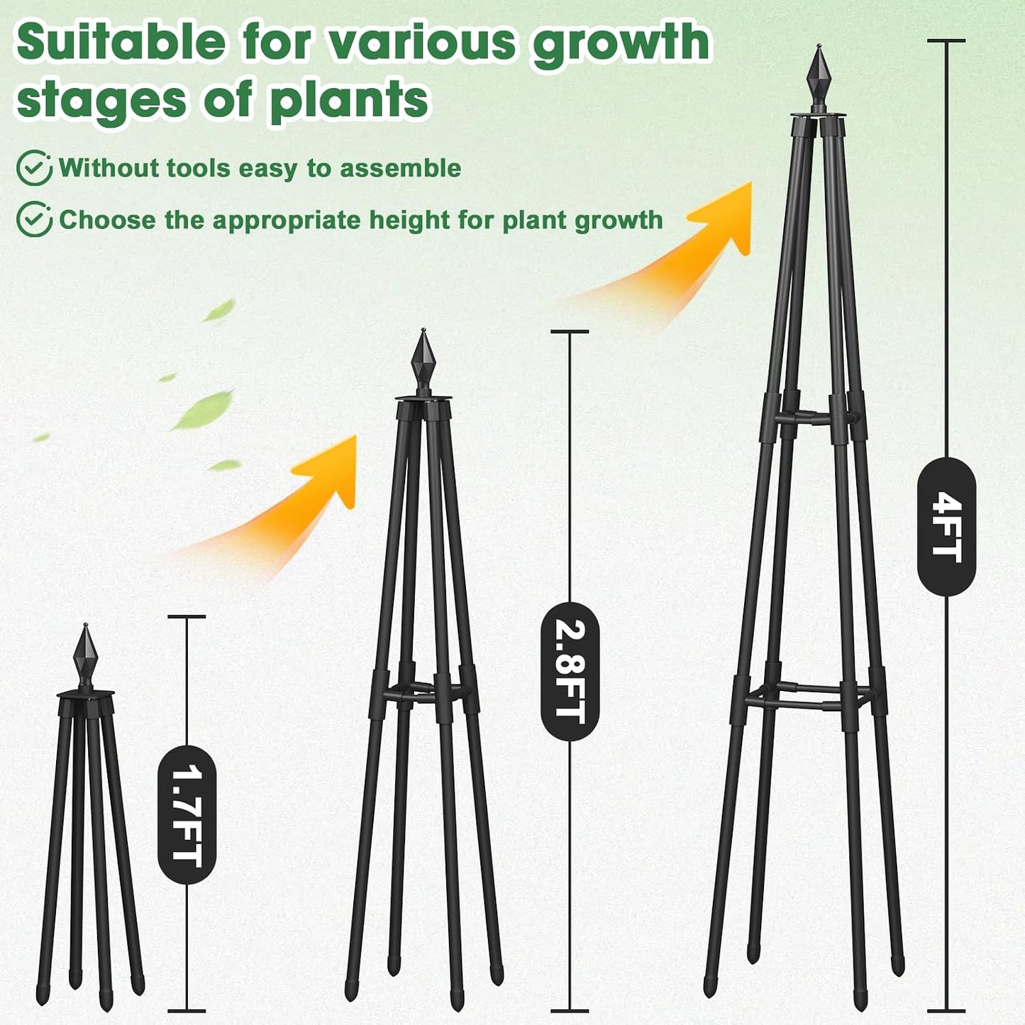 Obelisk Trellis for Climbing Plants, 6 FT Garden Trellises with 16mm Thickened Plastic-Coated Metal Pipes, Trellis for Climbing Potted Plant Vine Flower Rose Vegetable Tomato Cucumber Outdoor Indoor
