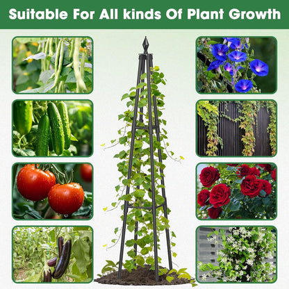 Obelisk Trellis for Climbing Plants, 6 FT Garden Trellises with 16mm Thickened Plastic-Coated Metal Pipes, Trellis for Climbing Potted Plant Vine Flower Rose Vegetable Tomato Cucumber Outdoor Indoor