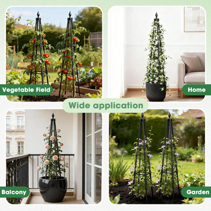 Obelisk Trellis for Climbing Plants, 6 FT Garden Trellises with 16mm Thickened Plastic-Coated Metal Pipes, Trellis for Climbing Potted Plant Vine Flower Rose Vegetable Tomato Cucumber Outdoor Indoor