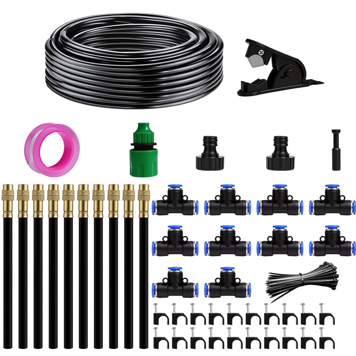 360° Adjustable Drip Irrigation System 33FT Garden Watering System with 10 Nozzles, Garden Irrigation System, Greenhouse Accessories, Greenhouse Drip Irrigation Kit for Yard, Lawn, Plants (33FT)