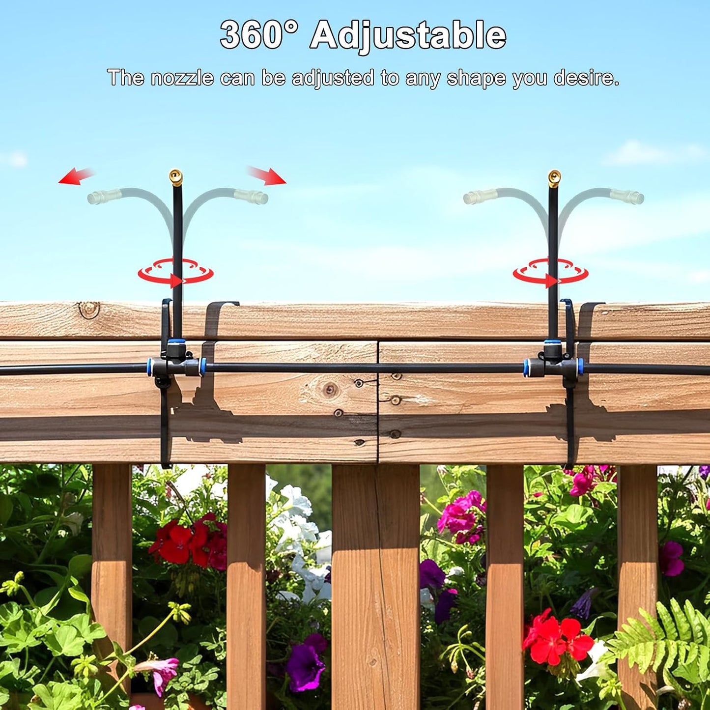 360° Adjustable Drip Irrigation System 33FT Garden Watering System with 10 Nozzles, Garden Irrigation System, Greenhouse Accessories, Greenhouse Drip Irrigation Kit for Yard, Lawn, Plants (33FT)