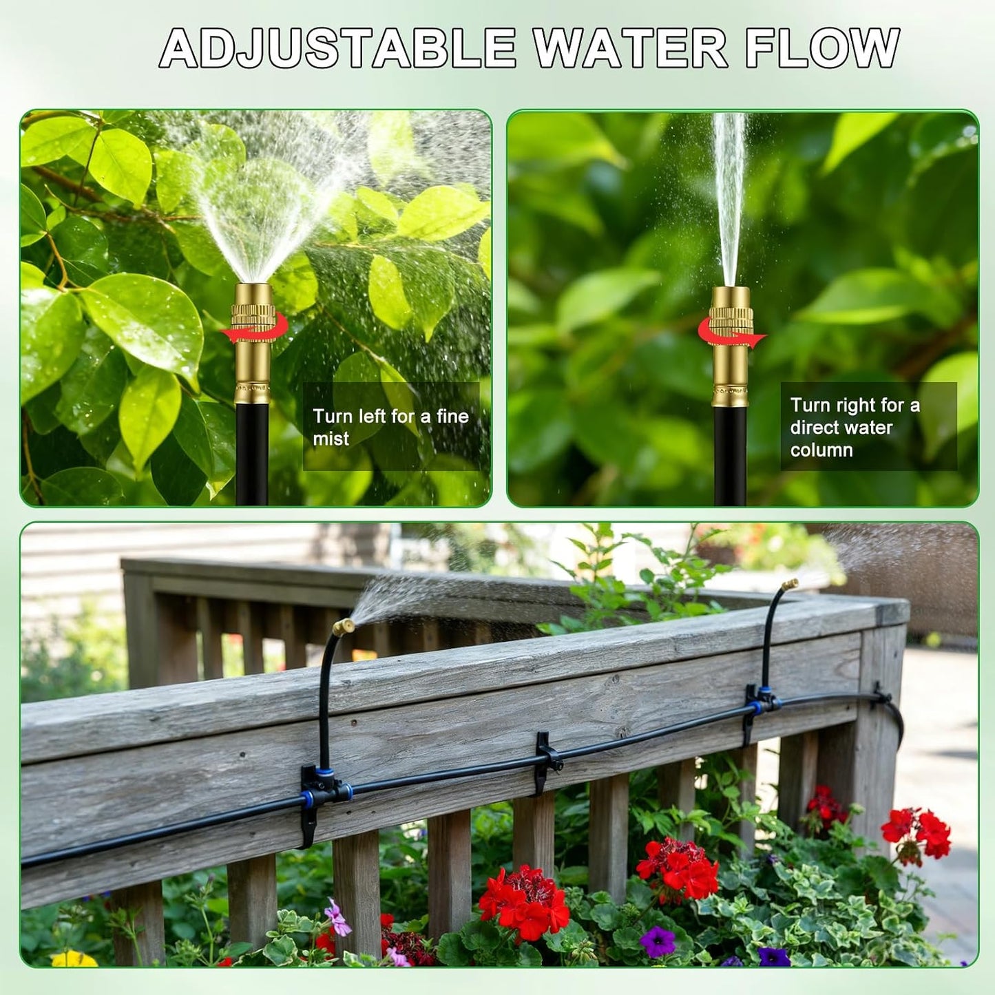 360° Adjustable Drip Irrigation System 33FT Garden Watering System with 10 Nozzles, Garden Irrigation System, Greenhouse Accessories, Greenhouse Drip Irrigation Kit for Yard, Lawn, Plants (33FT)