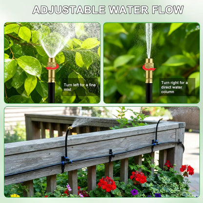 360° Adjustable Drip Irrigation System 33FT Garden Watering System with 10 Nozzles, Garden Irrigation System, Greenhouse Accessories, Greenhouse Drip Irrigation Kit for Yard, Lawn, Plants (33FT)