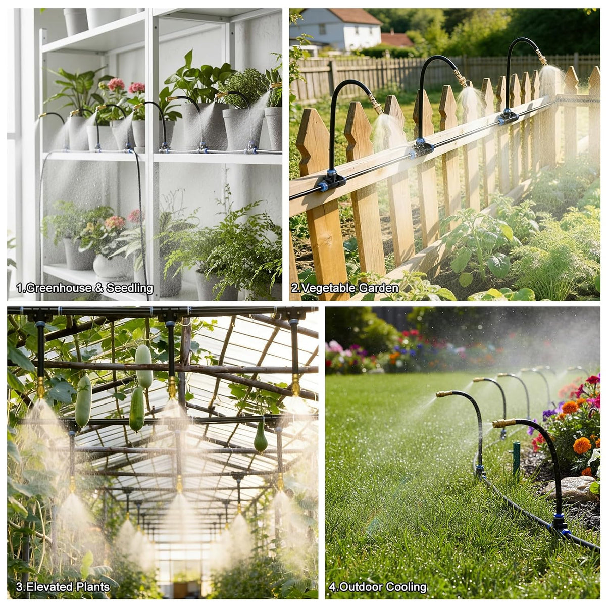 360° Adjustable Drip Irrigation System 33FT Garden Watering System with 10 Nozzles, Garden Irrigation System, Greenhouse Accessories, Greenhouse Drip Irrigation Kit for Yard, Lawn, Plants (33FT)