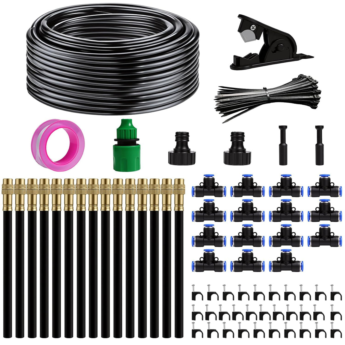 360° Adjustable Drip Irrigation System 33FT Garden Watering System with 10 Nozzles, Garden Irrigation System, Greenhouse Accessories, Greenhouse Drip Irrigation Kit for Yard, Lawn, Plants (33FT)