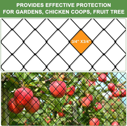 Bird Netting 25'x50'with 3/4" Square Mesh, Heavy Duty Nylon Garden Netting