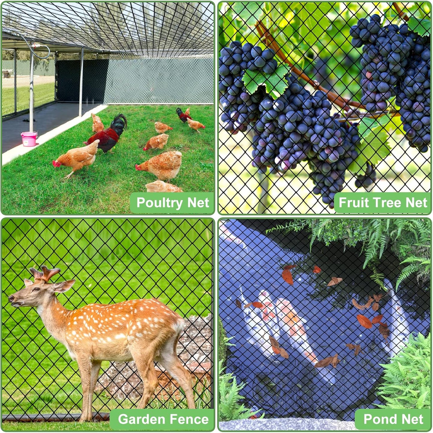 Bird Netting 25'x50'with 3/4" Square Mesh, Heavy Duty Nylon Garden Netting