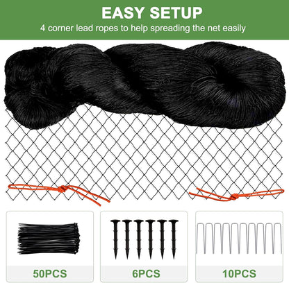 Bird Netting 25'x50'with 3/4" Square Mesh, Heavy Duty Nylon Garden Netting