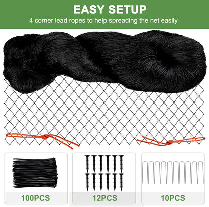 Bird Netting 25'x50'with 3/4" Square Mesh, Heavy Duty Nylon Garden Netting