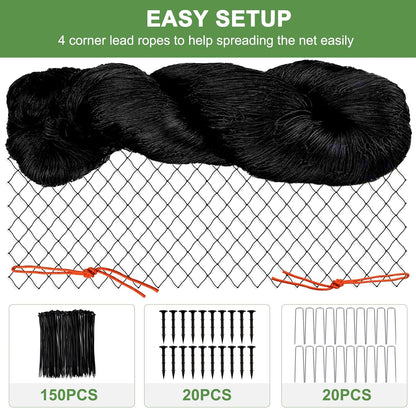 Bird Netting 25'x50'with 3/4" Square Mesh, Heavy Duty Nylon Garden Netting