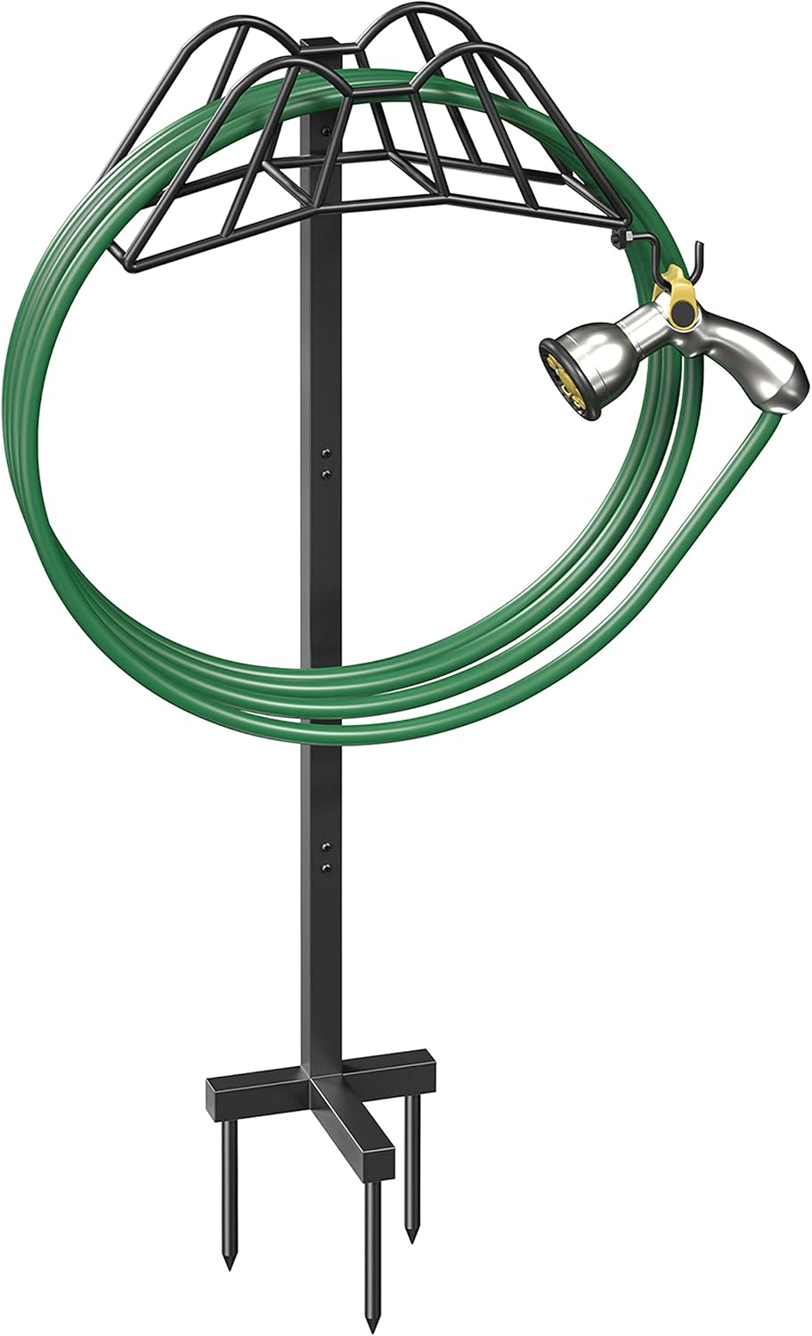 Garden Hose Holder Freestanding, Extra Thick Water Hose Stand, Heavy Duty Metal Garden Hose Storage,Garden Hose Reel, Water Hose Holders for Outside, Detachable Outdoor Hose Holder