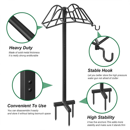 Garden Hose Holder Freestanding, Extra Thick Water Hose Stand, Heavy Duty Metal Garden Hose Storage,Garden Hose Reel, Water Hose Holders for Outside, Detachable Outdoor Hose Holder