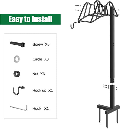 Garden Hose Holder Freestanding, Extra Thick Water Hose Stand, Heavy Duty Metal Garden Hose Storage,Garden Hose Reel, Water Hose Holders for Outside, Detachable Outdoor Hose Holder