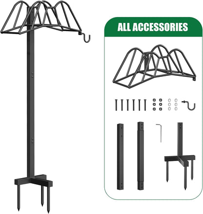 Garden Hose Holder Freestanding, Extra Thick Water Hose Stand, Heavy Duty Metal Garden Hose Storage,Garden Hose Reel, Water Hose Holders for Outside, Detachable Outdoor Hose Holder