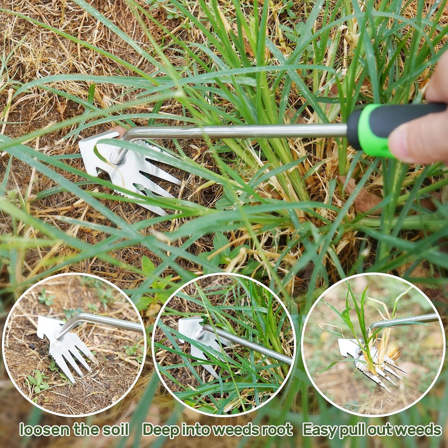 Weed Puller Tool, 4 Pack Stainless Steel Weeding Tool