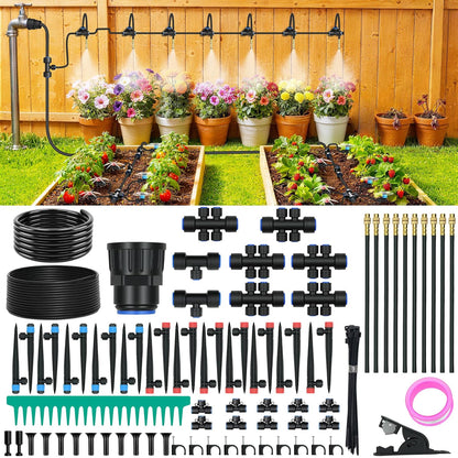 230FT Drip Irrigation Kit with 34 Emitters, 3 Spray Types, Watering System