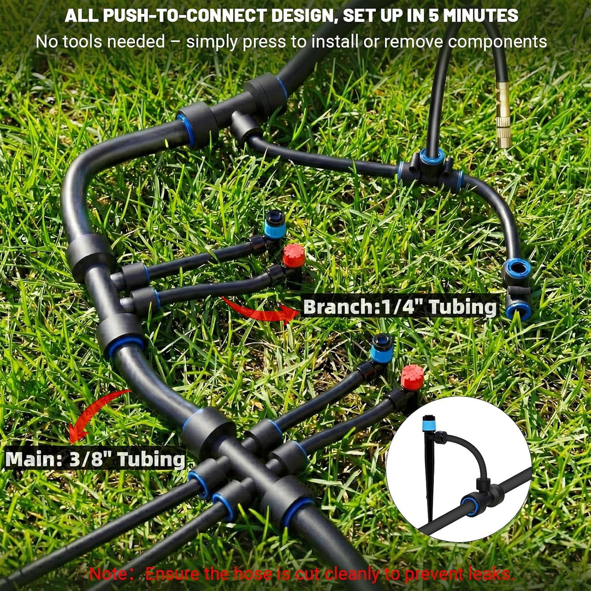 230FT Drip Irrigation Kit with 34 Emitters, 3 Spray Types, Watering System