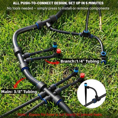 230FT Drip Irrigation Kit with 34 Emitters, 3 Spray Types, Watering System