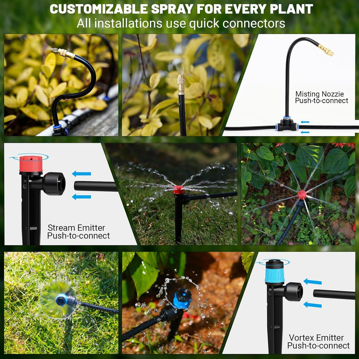 230FT Drip Irrigation Kit with 34 Emitters, 3 Spray Types, Watering System