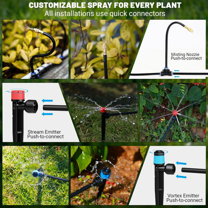230FT Drip Irrigation Kit with 34 Emitters, 3 Spray Types, Watering System