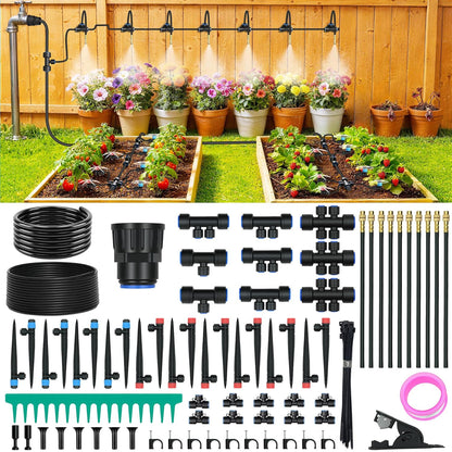 230FT Drip Irrigation Kit with 34 Emitters, 3 Spray Types, Watering System