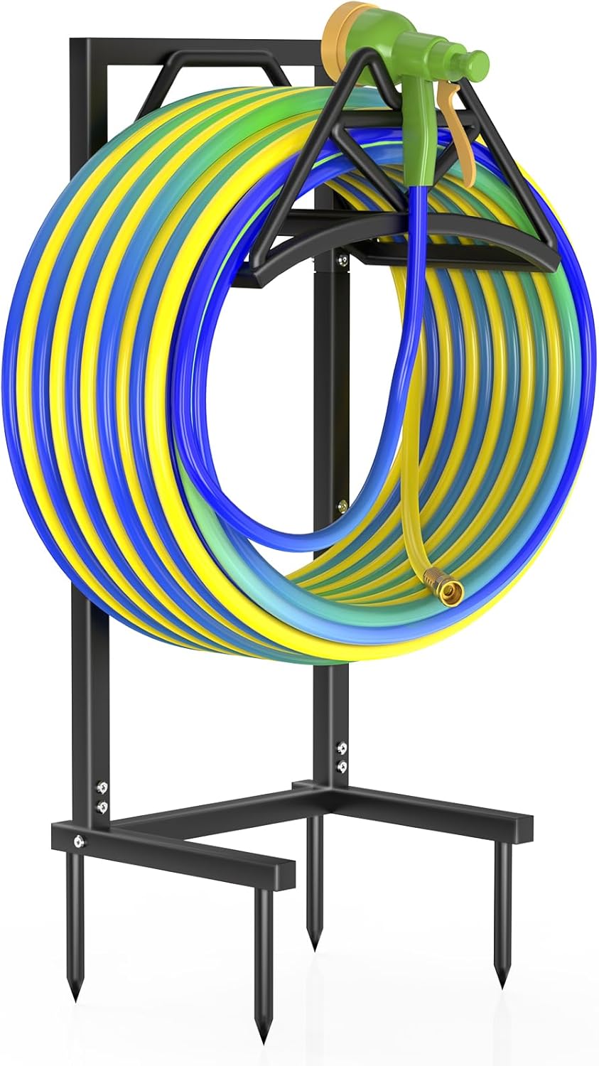 Garden Hose Holder Holds 160ft, Detachable Water Hose Storage Black