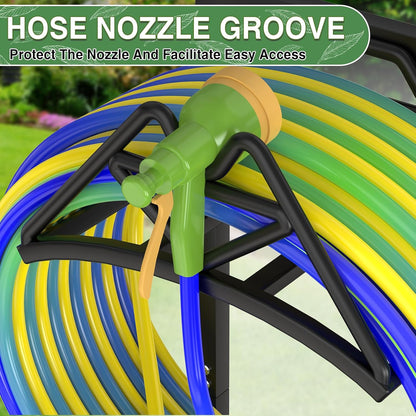 Garden Hose Holder Holds 160ft, Detachable Water Hose Storage Black