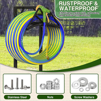 Garden Hose Holder Holds 160ft, Detachable Water Hose Storage Black