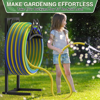 Garden Hose Holder Holds 160ft, Detachable Water Hose Storage Black