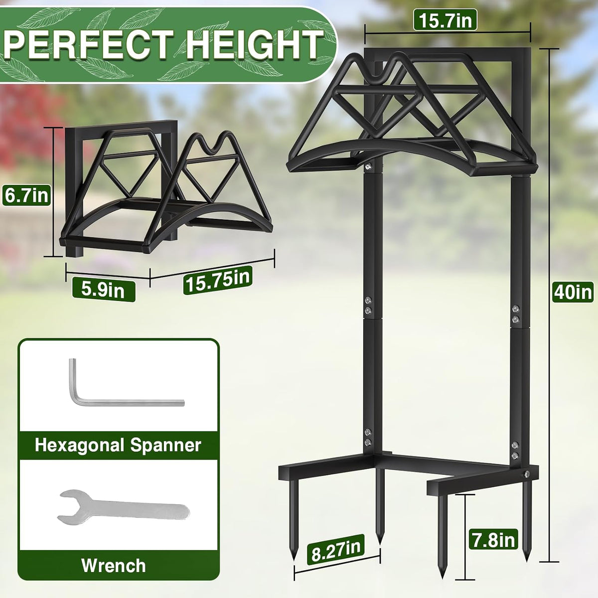 Garden Hose Holder Holds 160ft, Detachable Water Hose Storage Black