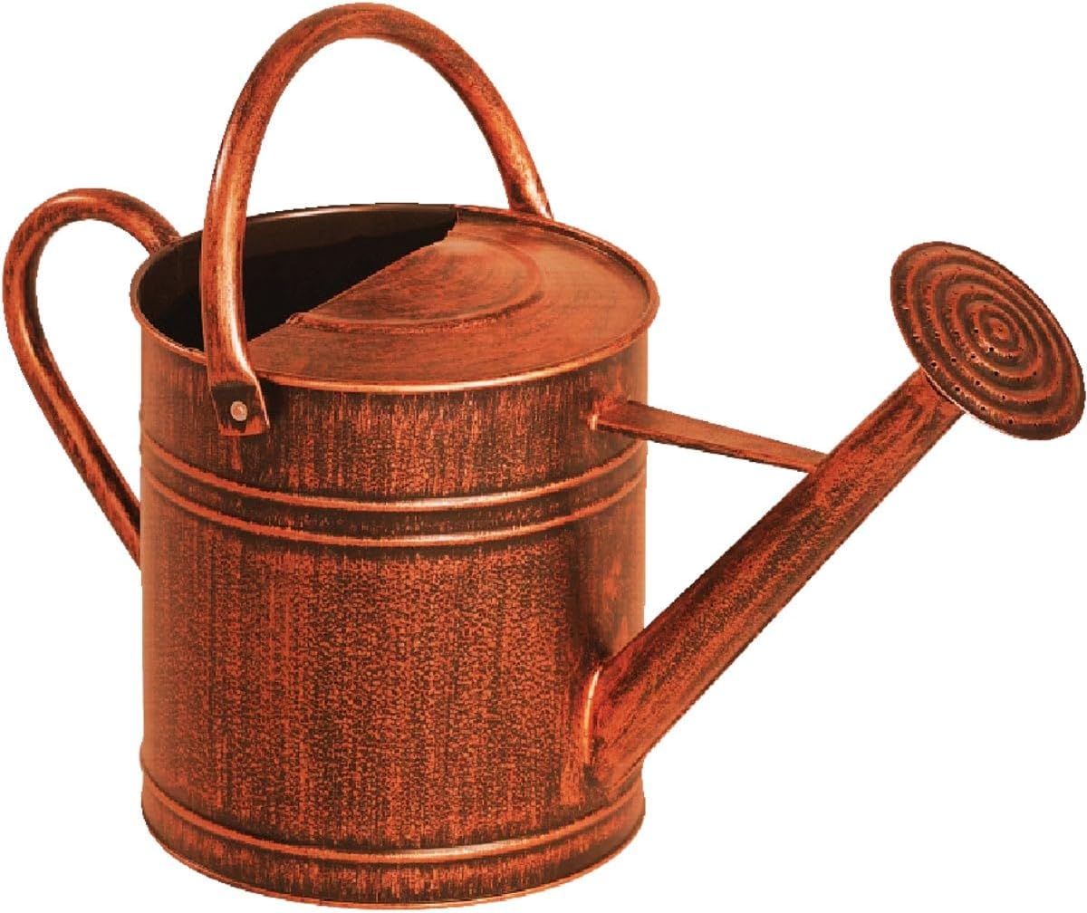 84872 2 Gallon Brushed Bronze Watering Can, Brown