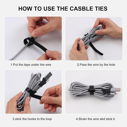 Reusable Cable Ties, 126 PCS 6 Inches Adjustable Cord Straps Wire Organizer Cord Wrap and Hook Loop Cable Management