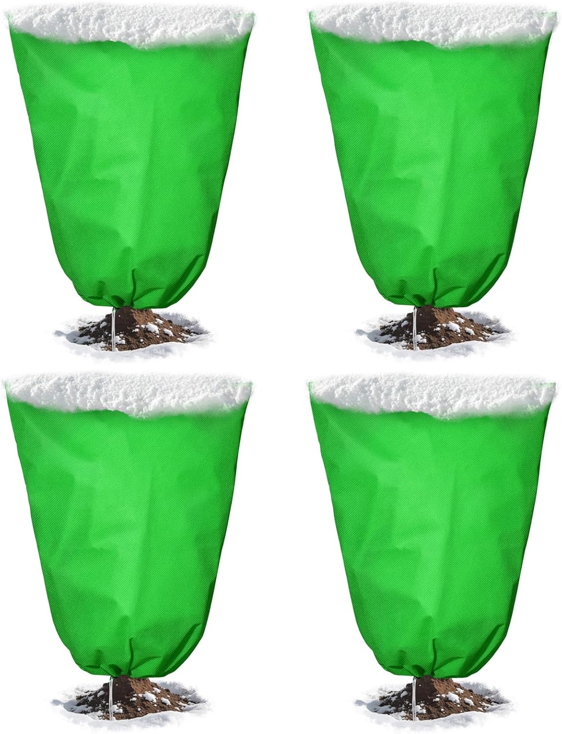 4pcs Plant Covers Freeze Protection,23.6x31.49 Small Cold Weather Frost Cloth Plant Freeze Protection, Frost Blankets for Winter Outdoor Plants Tree Shrub Bush, with Drawstring