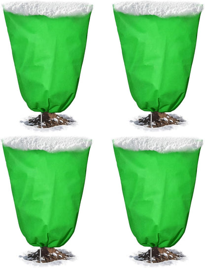 4pcs Plant Covers Freeze Protection,23.6x31.49 Small Cold Weather Frost Cloth Plant Freeze Protection, Frost Blankets for Winter Outdoor Plants Tree Shrub Bush, with Drawstring