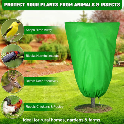 4pcs Plant Covers Freeze Protection,23.6x31.49 Small Cold Weather Frost Cloth Plant Freeze Protection, Frost Blankets for Winter Outdoor Plants Tree Shrub Bush, with Drawstring