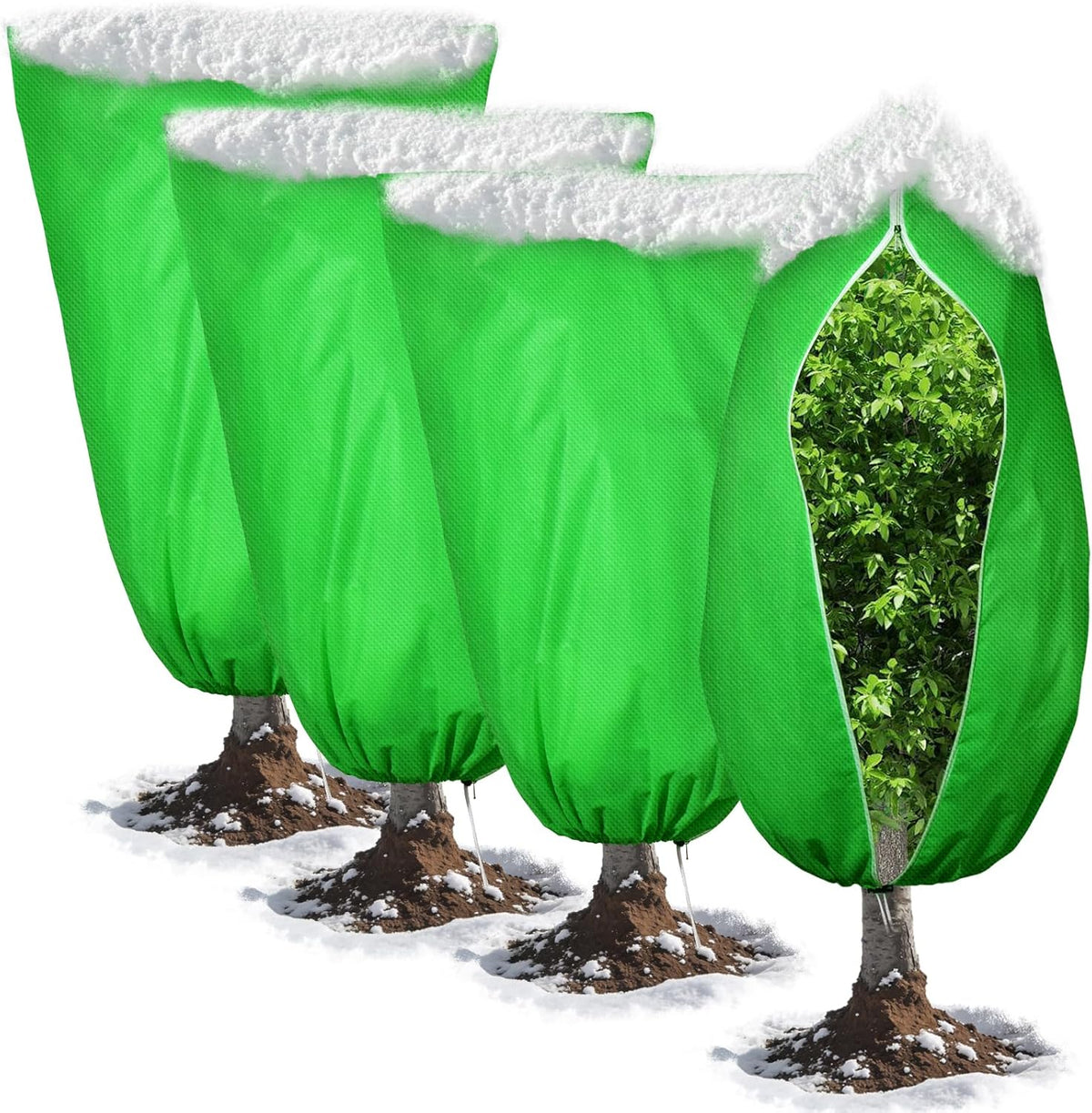 4pcs Plant Covers Freeze Protection,23.6x31.49 Small Cold Weather Frost Cloth Plant Freeze Protection, Frost Blankets for Winter Outdoor Plants Tree Shrub Bush, with Drawstring