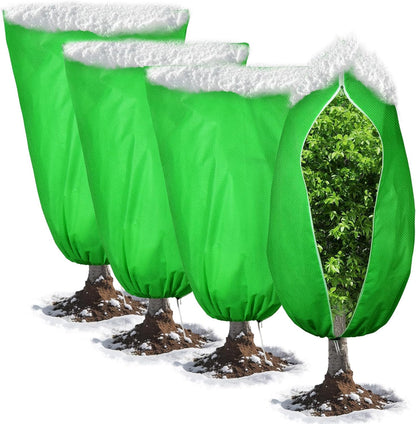 4pcs Plant Covers Freeze Protection,23.6x31.49 Small Cold Weather Frost Cloth Plant Freeze Protection, Frost Blankets for Winter Outdoor Plants Tree Shrub Bush, with Drawstring