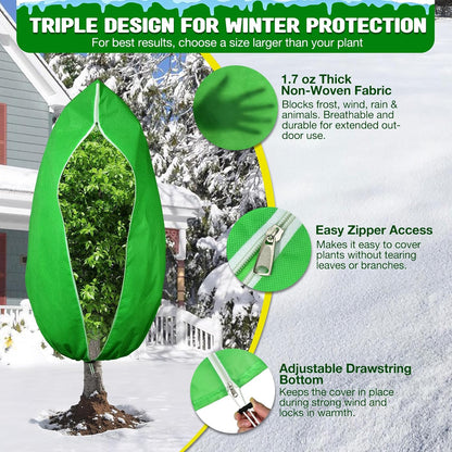 4pcs Plant Covers Freeze Protection,23.6x31.49 Small Cold Weather Frost Cloth Plant Freeze Protection, Frost Blankets for Winter Outdoor Plants Tree Shrub Bush, with Drawstring