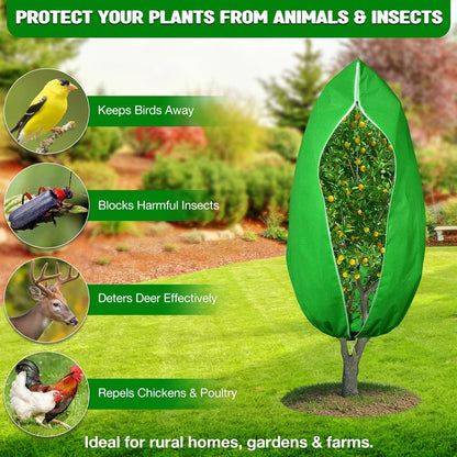 4pcs Plant Covers Freeze Protection,23.6x31.49 Small Cold Weather Frost Cloth Plant Freeze Protection, Frost Blankets for Winter Outdoor Plants Tree Shrub Bush, with Drawstring