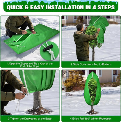 4pcs Plant Covers Freeze Protection,23.6x31.49 Small Cold Weather Frost Cloth Plant Freeze Protection, Frost Blankets for Winter Outdoor Plants Tree Shrub Bush, with Drawstring