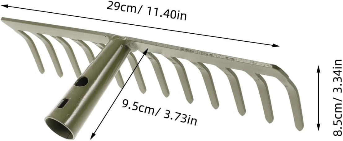 Garden Hand Rake Head Only 12 Teeth Small Rake for Gardening Soil Loosening Lawn Leveling and Leaf Removal Tool Replacement Part