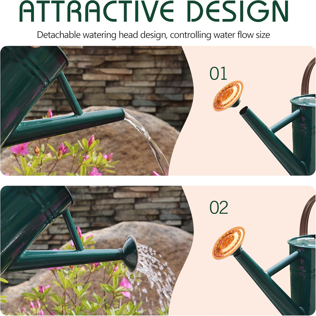 Metal Watering Can for Outdoor Plants, Watering Can Decor 1 Gallon (GB)