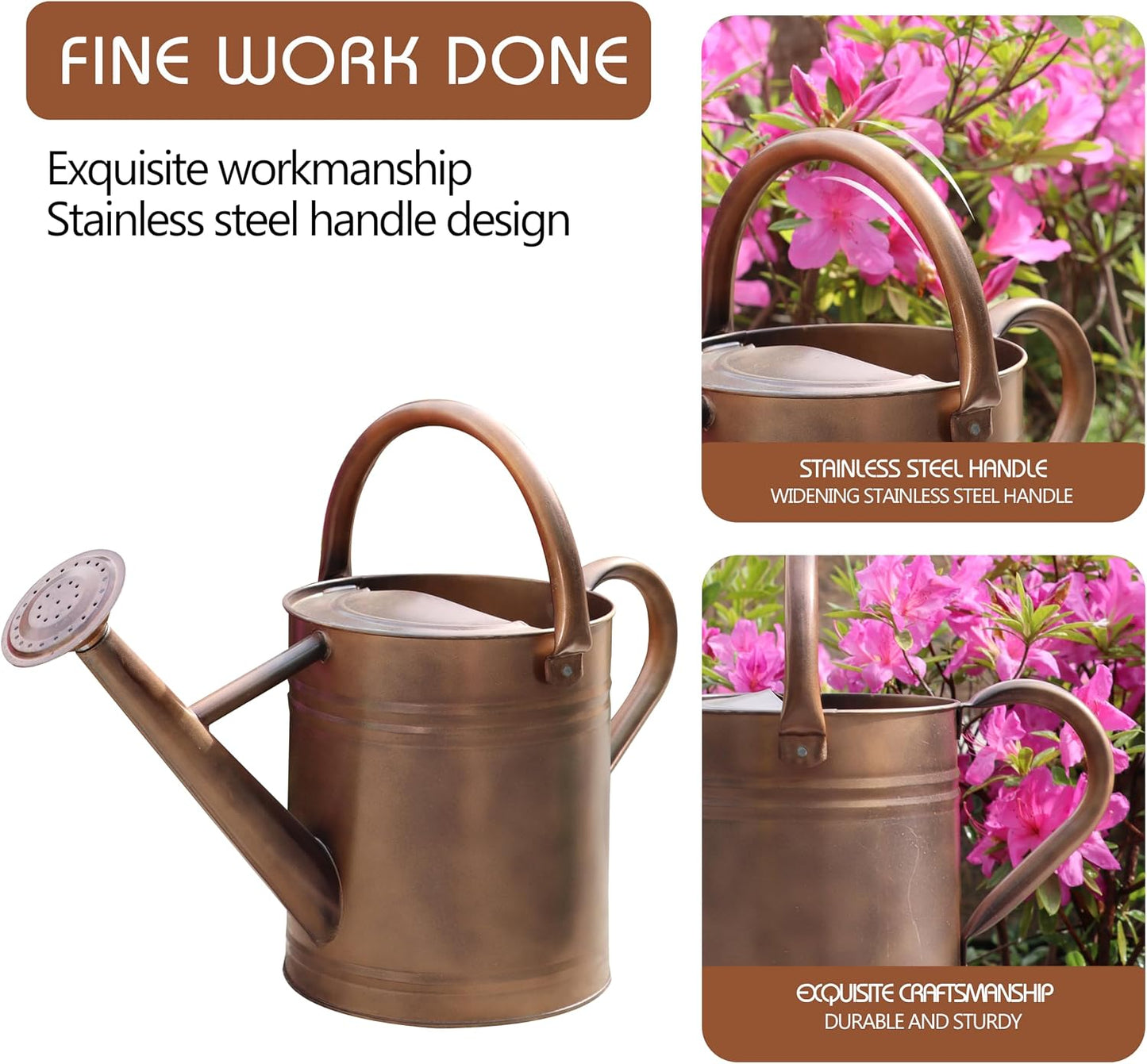 Metal Watering Can for Outdoor Plants, Watering Can Decor 1 Gallon (GB)