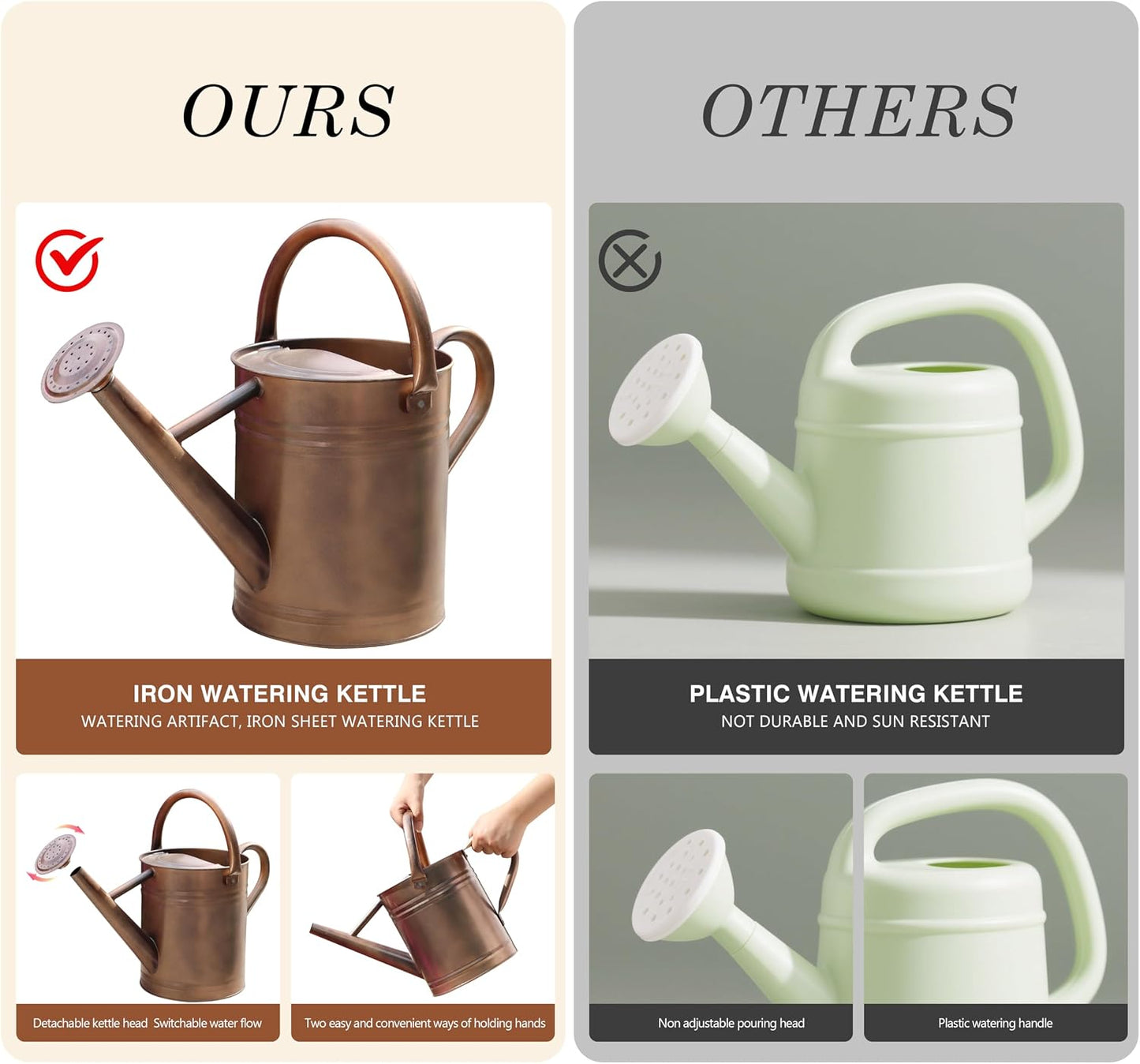 Metal Watering Can for Outdoor Plants, Watering Can Decor 1 Gallon (GB)
