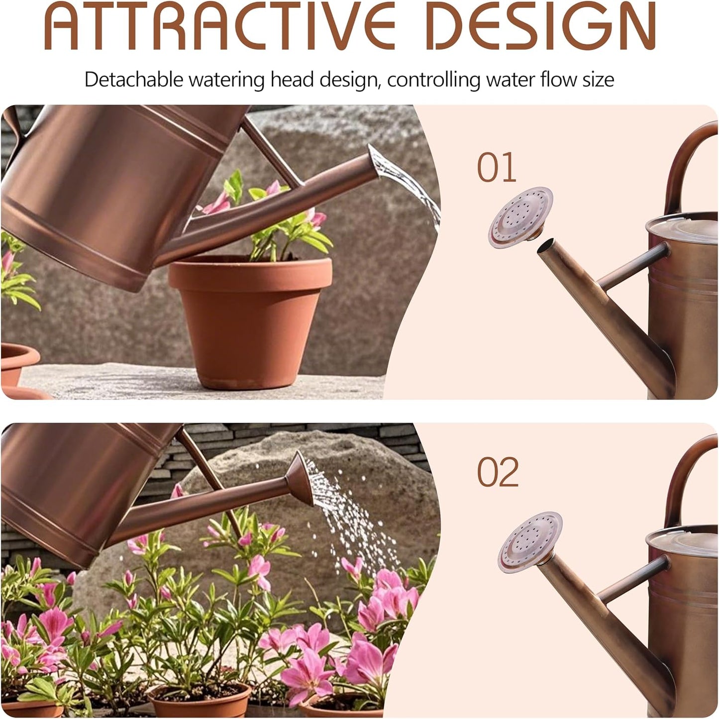 Metal Watering Can for Outdoor Plants, Watering Can Decor 1 Gallon (GB)